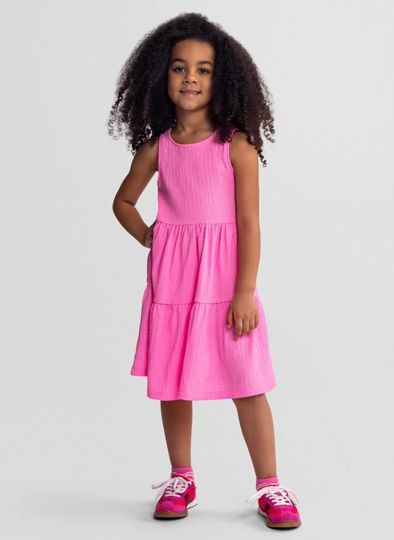 MINOTI Girls sleeveless pink tiered summer dress adjustable fit